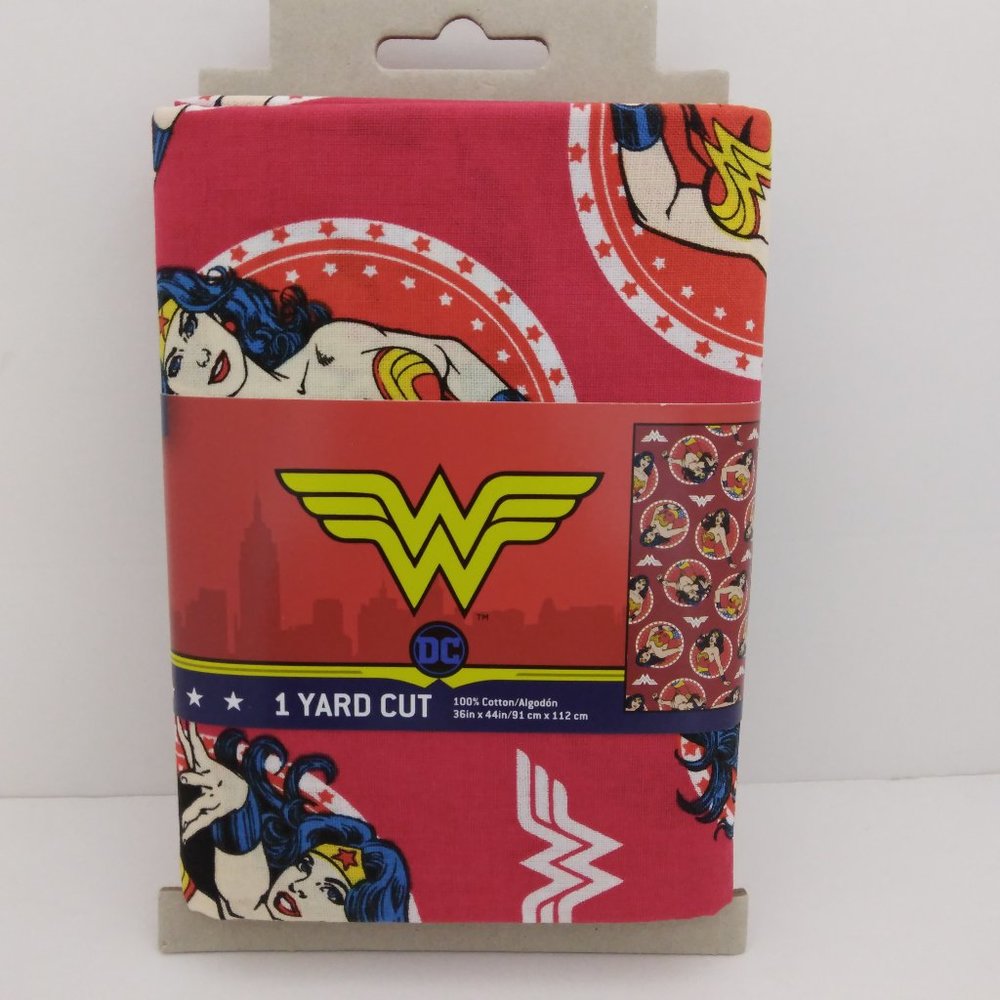Wonder Woman Circles Logo‎ DC Comics Red Cotton Fabric 1 Yard 36"x 44" Sew Quilt